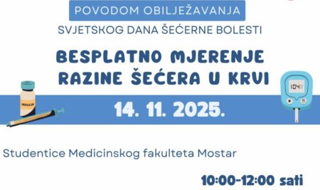 BESPLATNO MJERENJE RAZINE ŠEĆERA U KRVI